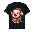 Pig Lights Santa Hat Snow T-Shirt - Unique Graphic for Adults - T-Shirt, Sweatshirt, Hoodie