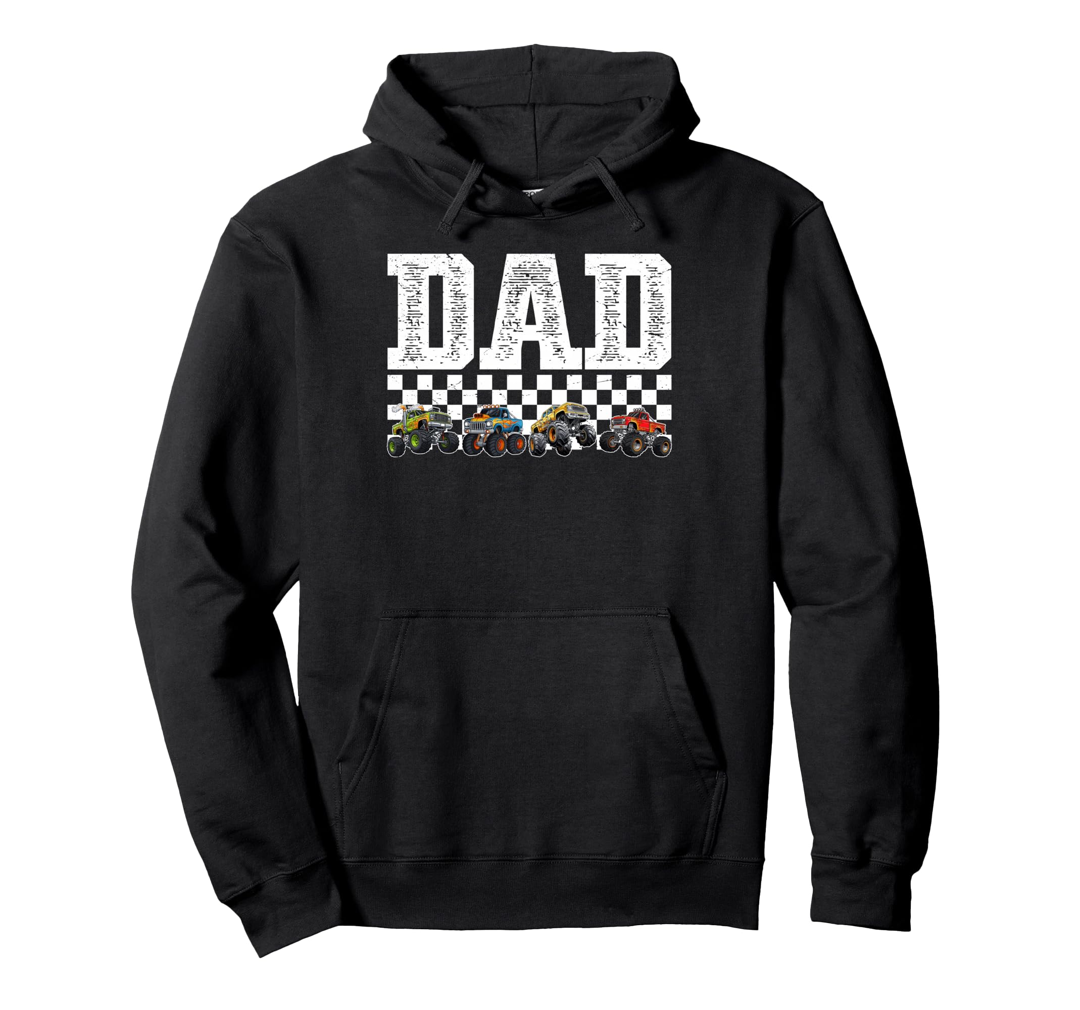 Monster Truck Dad Happy Fathers Hoodie - Casual Everyday Wear Men Women - T-Shirt, Sweatshirt, Hoodie