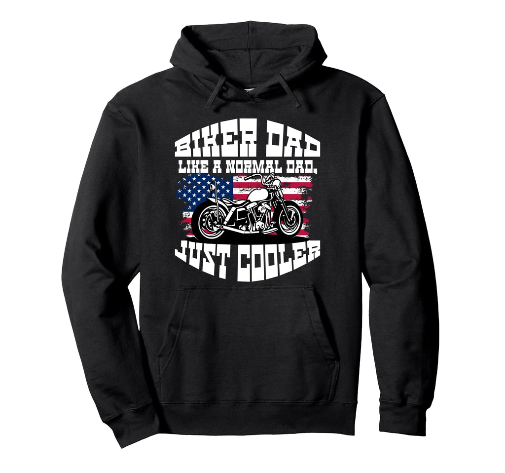 Biker Dad American Us Flag Hoodie - Casual Everyday Wear for Adults - T-Shirt, Sweatshirt, Hoodie
