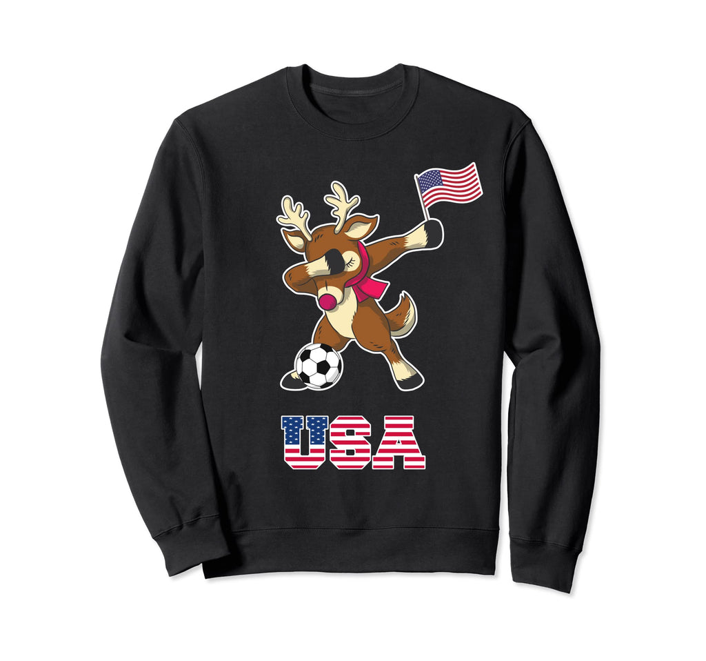 Usa Soccer Reindeer America Flag Sweatshirt - Custom Art Print Unisex - T-Shirt, Sweatshirt, Hoodie
