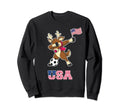 Usa Soccer Reindeer America Flag Sweatshirt - Custom Art Print Unisex - T-Shirt, Sweatshirt, Hoodie
