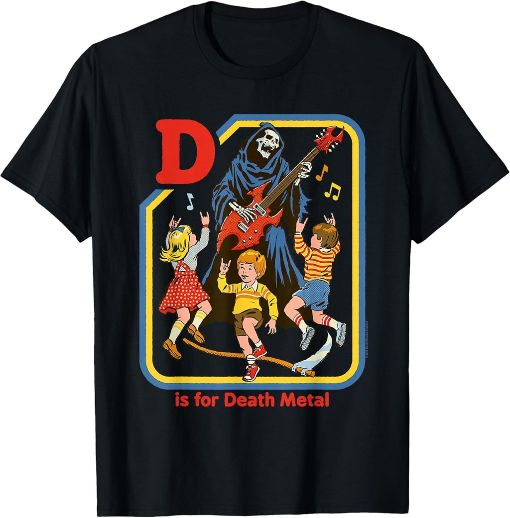 D is for Death Metal Grim Reaper Retro Humor - Adult & Kids T-Shirts, Sweatshirts & Hoodies apparel design preview 1