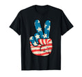 Usa Flag Peace Sign Hand 4Th July Patriotic T-Shirt - Trendy Graphic Unisex - T-Shirt, Sweatshirt, Hoodie