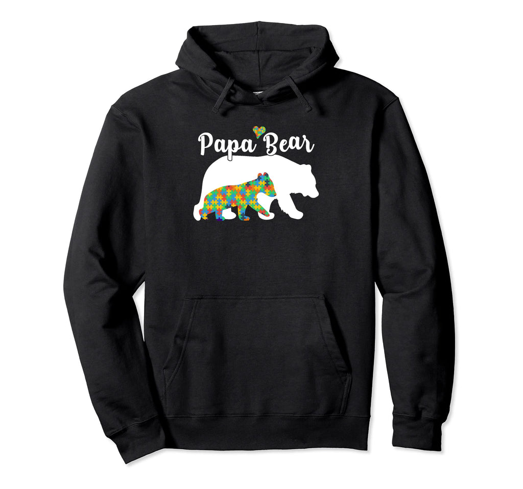 Papa Bear Autistic Support Autism Hoodie - Graphic Print Men Women - T-Shirt, Sweatshirt, Hoodie