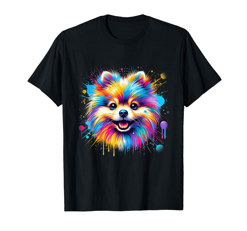 Colorful Pomeranian Splash Art Pom Puppy T-Shirt - Graphic Print Unisex - T-Shirt, Sweatshirt, Hoodie