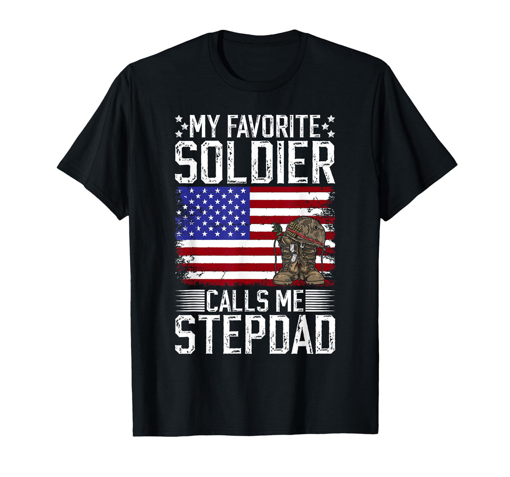 Proud Military Stepdad Soldier Step T-Shirt - Aesthetic Graphic for Adults - T-Shirt, Sweatshirt, Hoodie