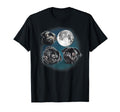 Funny Three 3 Moon Howling Black Pug Dog T-Shirt - Graphic Print Unisex - T-Shirt, Sweatshirt, Hoodie