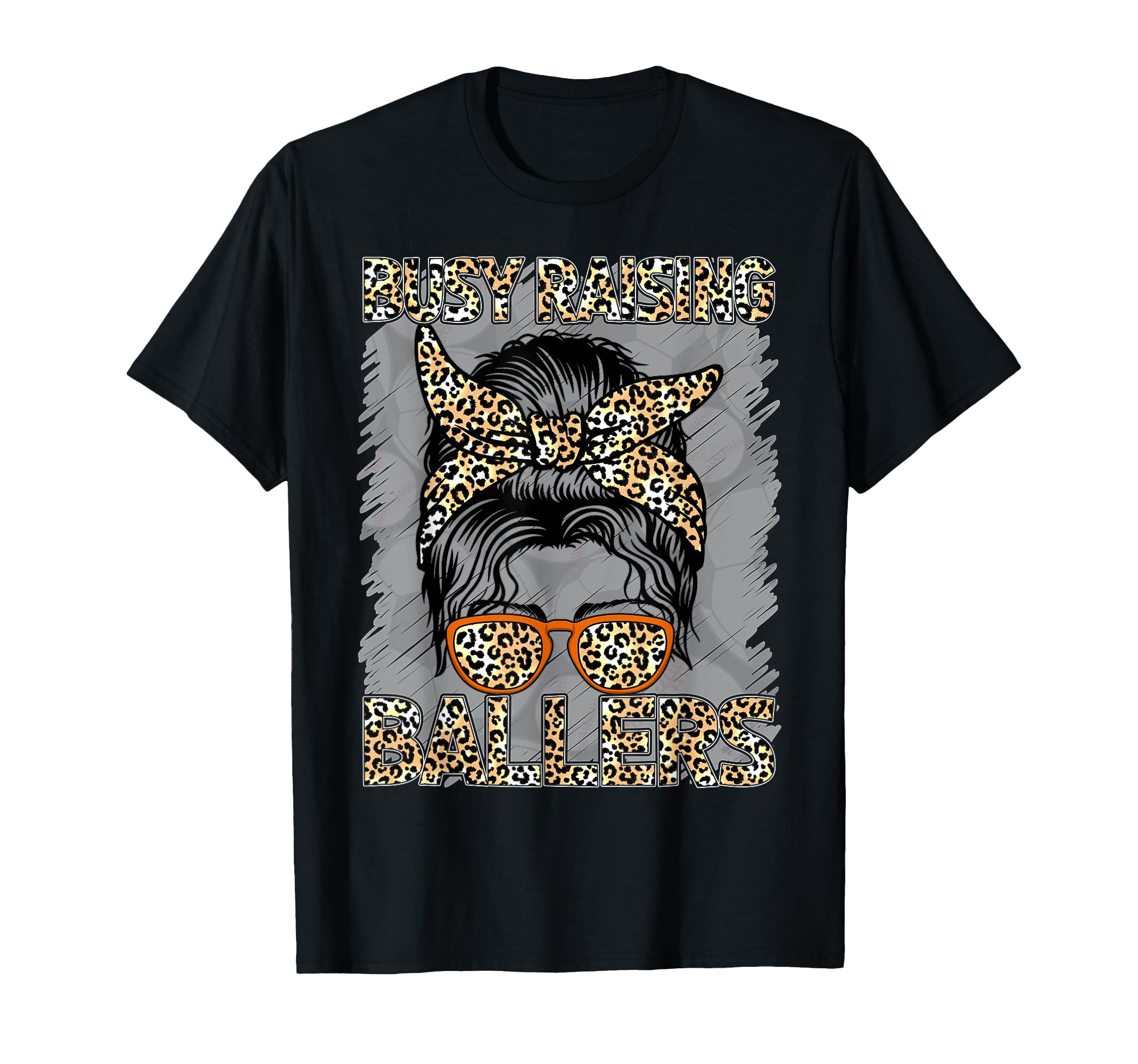 Baseball Soccer Mom Messy Bun Leopard T-Shirt - Trendy Graphic Men Women - T-Shirt, Sweatshirt, Hoodie
