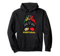 Portugal Flag Messy Bun Football Soccer Fan Hoodie - Unique Graphic Unisex - T-Shirt, Sweatshirt, Hoodie