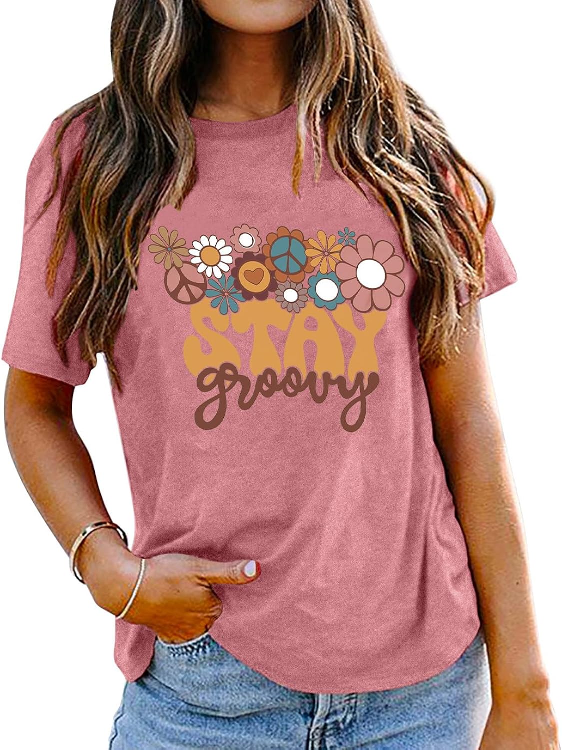 Stay Groovy for Womens:Hippie 70s Cute Hippie Casual - Adult & Kids T-Shirts, Sweatshirts & Hoodies apparel design preview 1