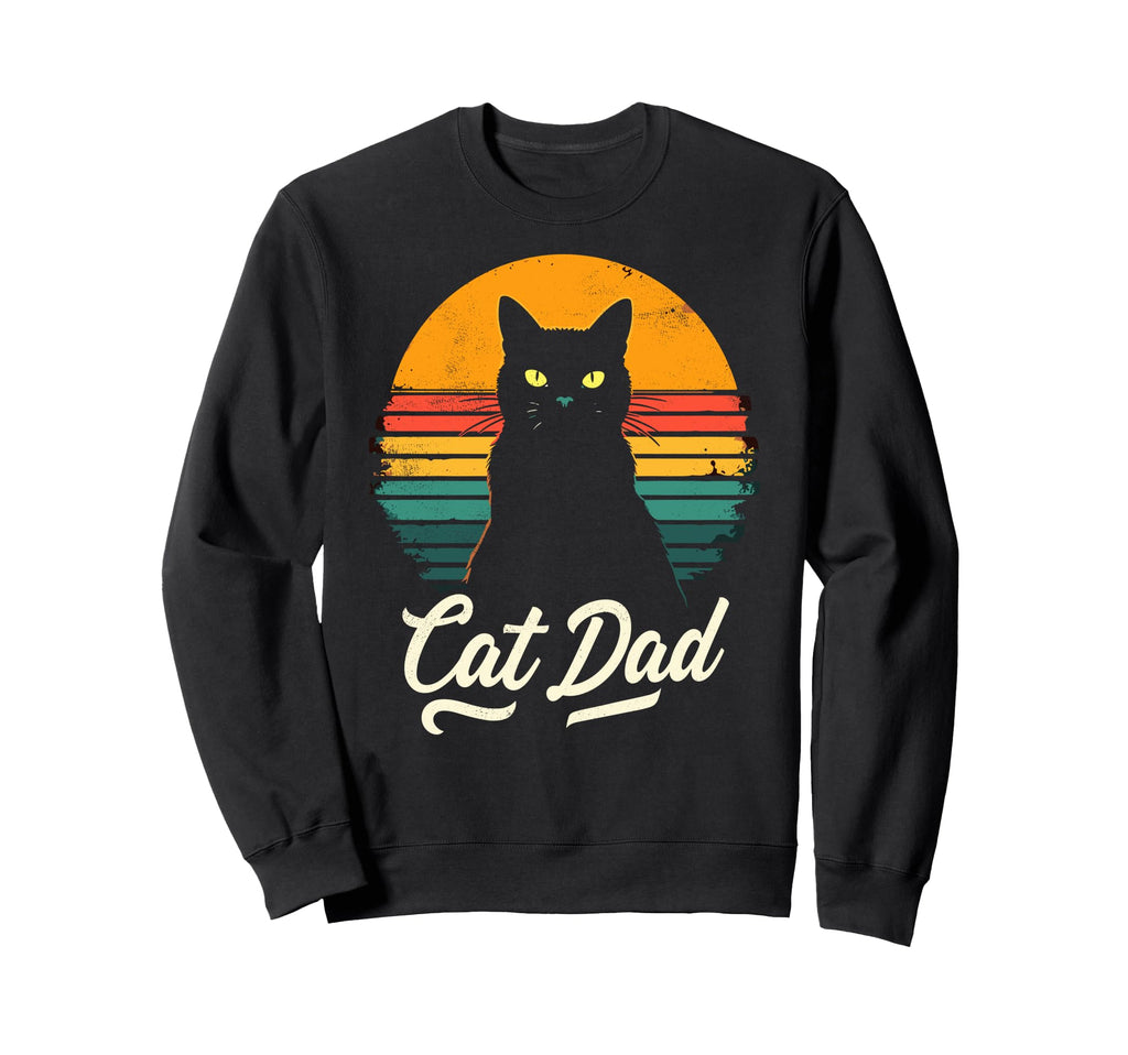 Cat Dad Cats Black Cat Lover Daddy Sweatshirt - Graphic Print Men Women - T-Shirt, Sweatshirt, Hoodie