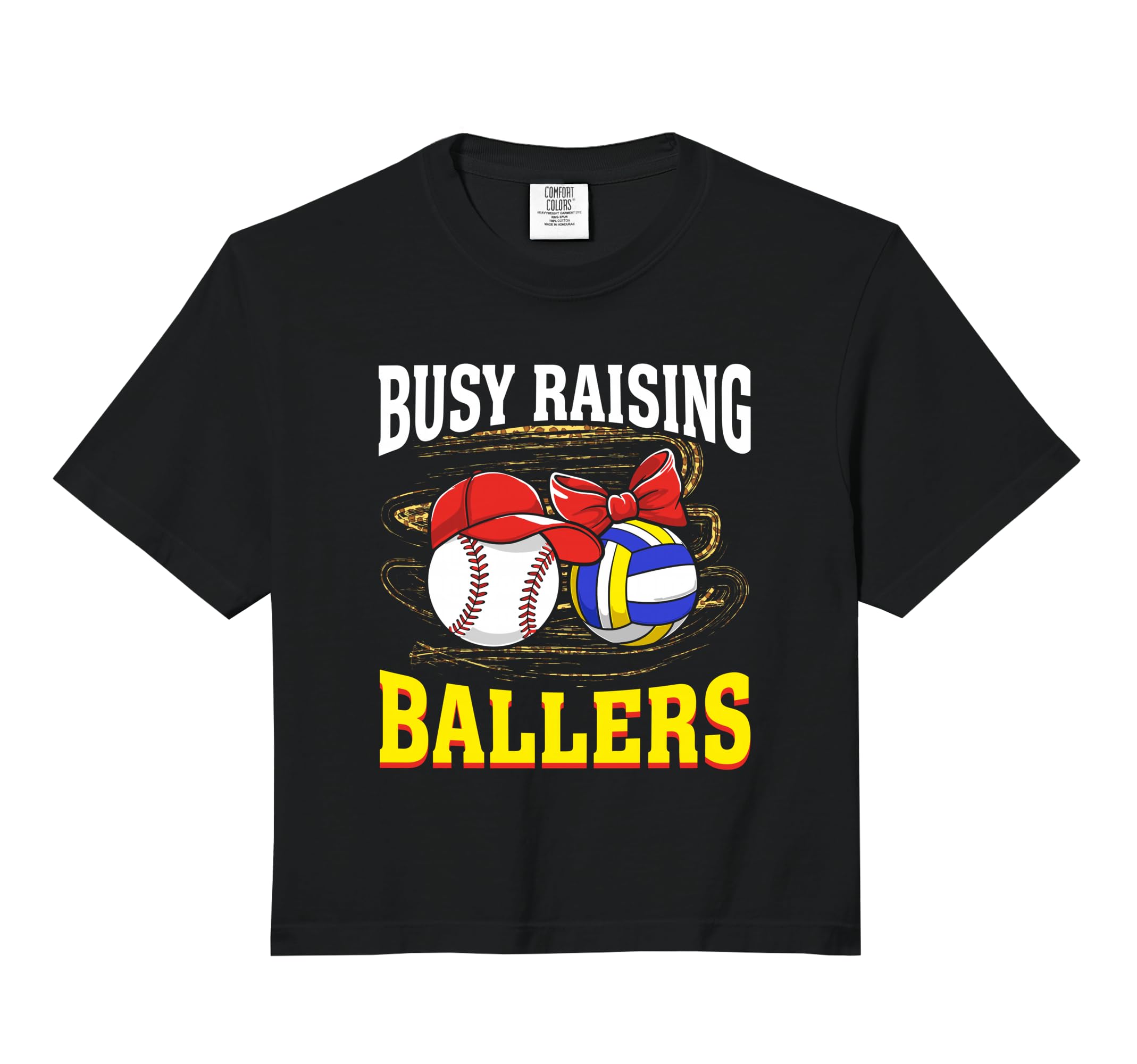 Busy Raising Ballers Baseball Volleyball Hoodie - Graphic Print Men Women - T-Shirt, Sweatshirt, Hoodie