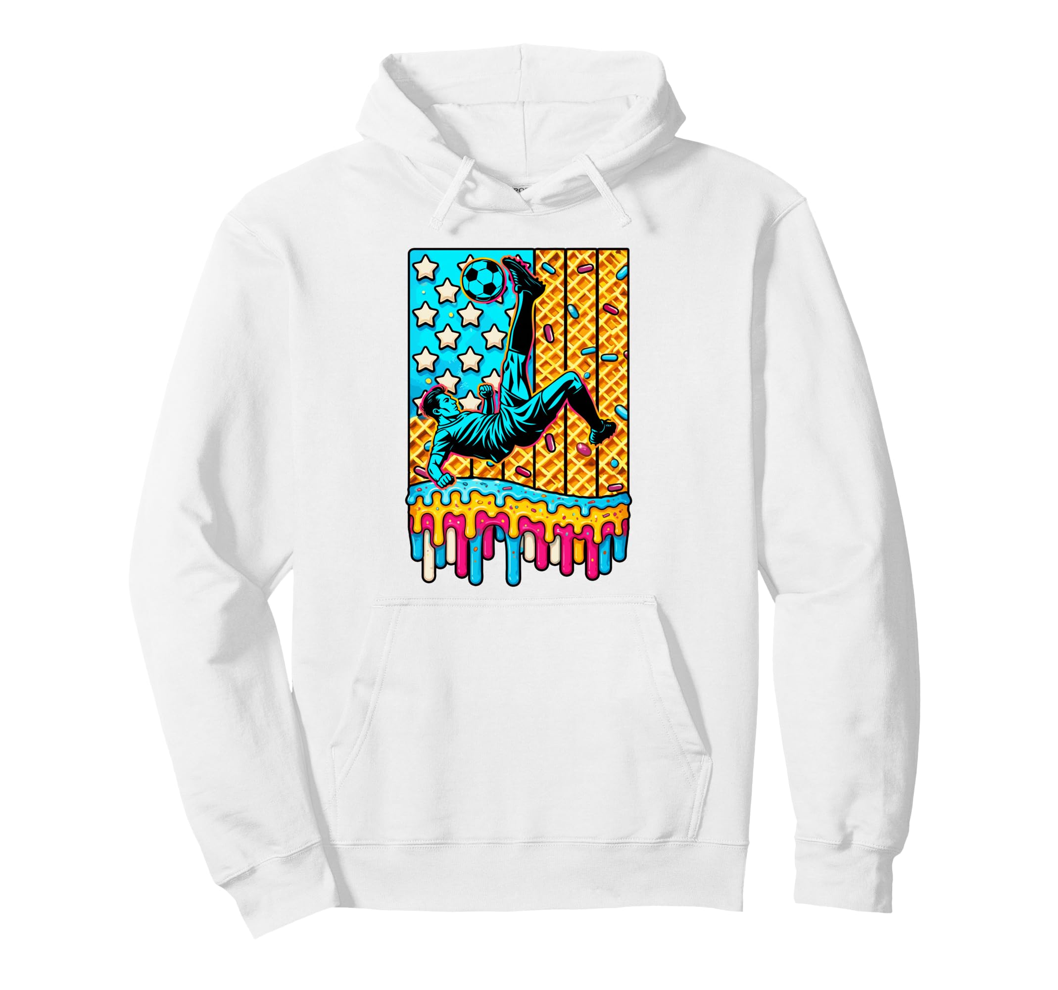 4Th July Ice Cream Drip Soccer Hoodie - Novelty Apparel Men Women - T-Shirt, Sweatshirt, Hoodie