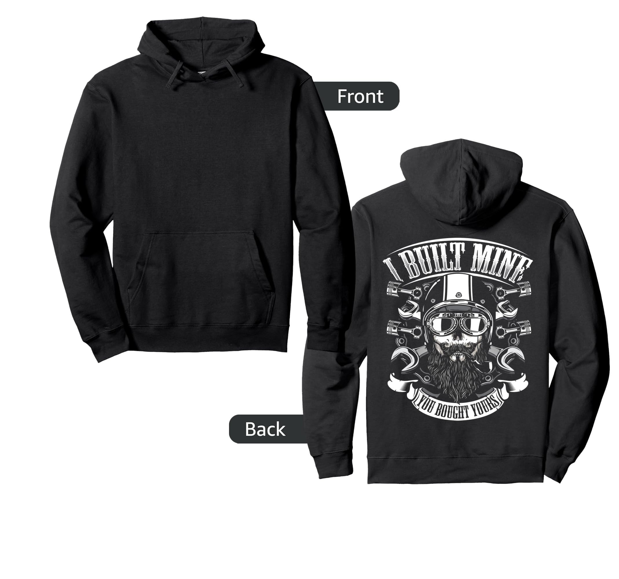 I Built Mine Biker Motorcycle Fathers Hoodie - Trendy Graphic for Adults - T-Shirt, Sweatshirt, Hoodie