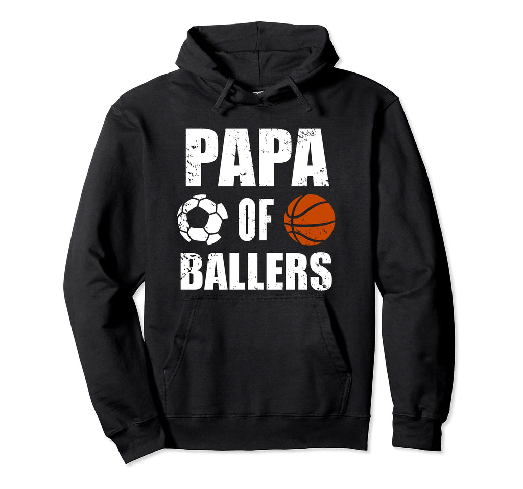 Papa Ballers Funny Soccer Hoodie - Fun Novelty Design for Adults - T-Shirt, Sweatshirt, Hoodie