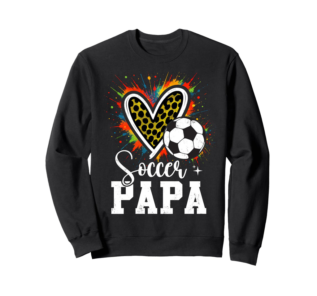 Soccer Papa Leopard Heart Colorful Sweatshirt - Custom Art Print Unisex - T-Shirt, Sweatshirt, Hoodie