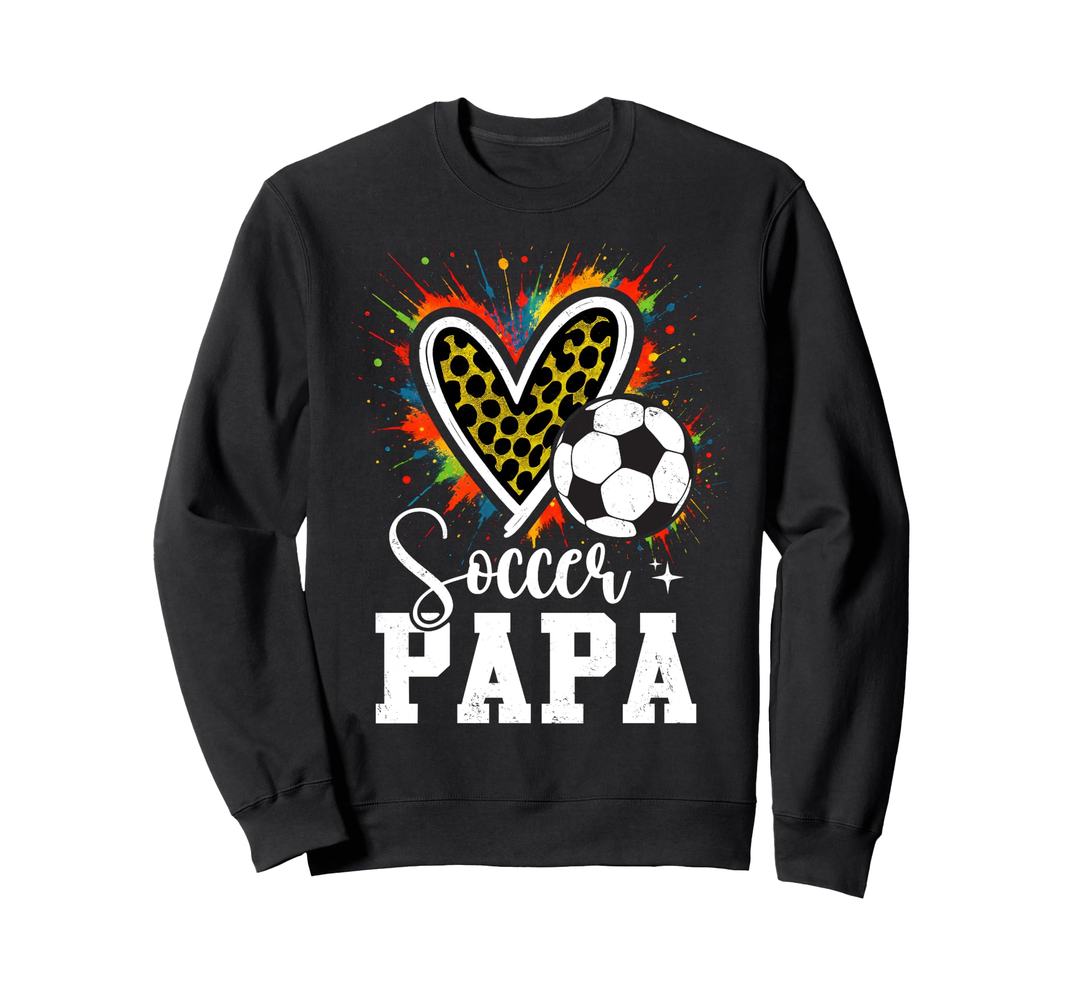 Soccer Papa Leopard Heart Colorful Sweatshirt - Custom Art Print Unisex - T-Shirt, Sweatshirt, Hoodie
