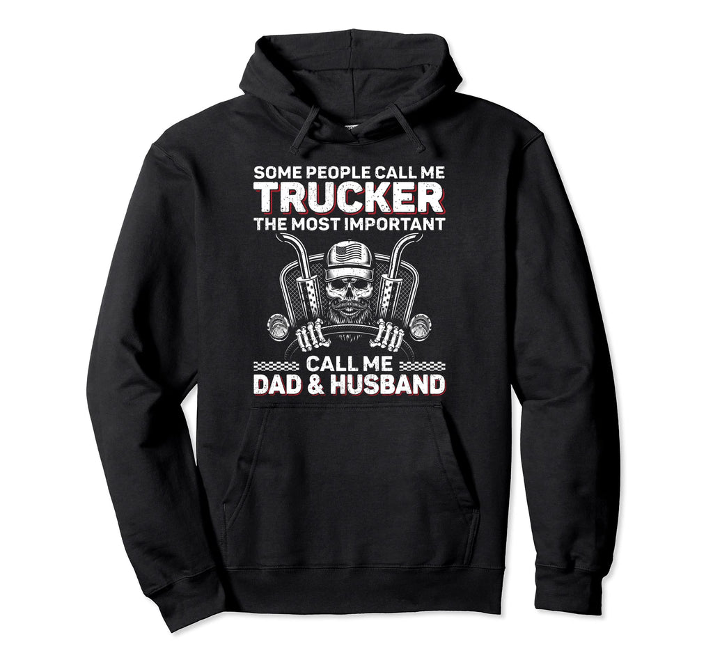 Trucker Dad And Husband Trucker Fathers Hoodie - Trendy Graphic for Adults - T-Shirt, Sweatshirt, Hoodie
