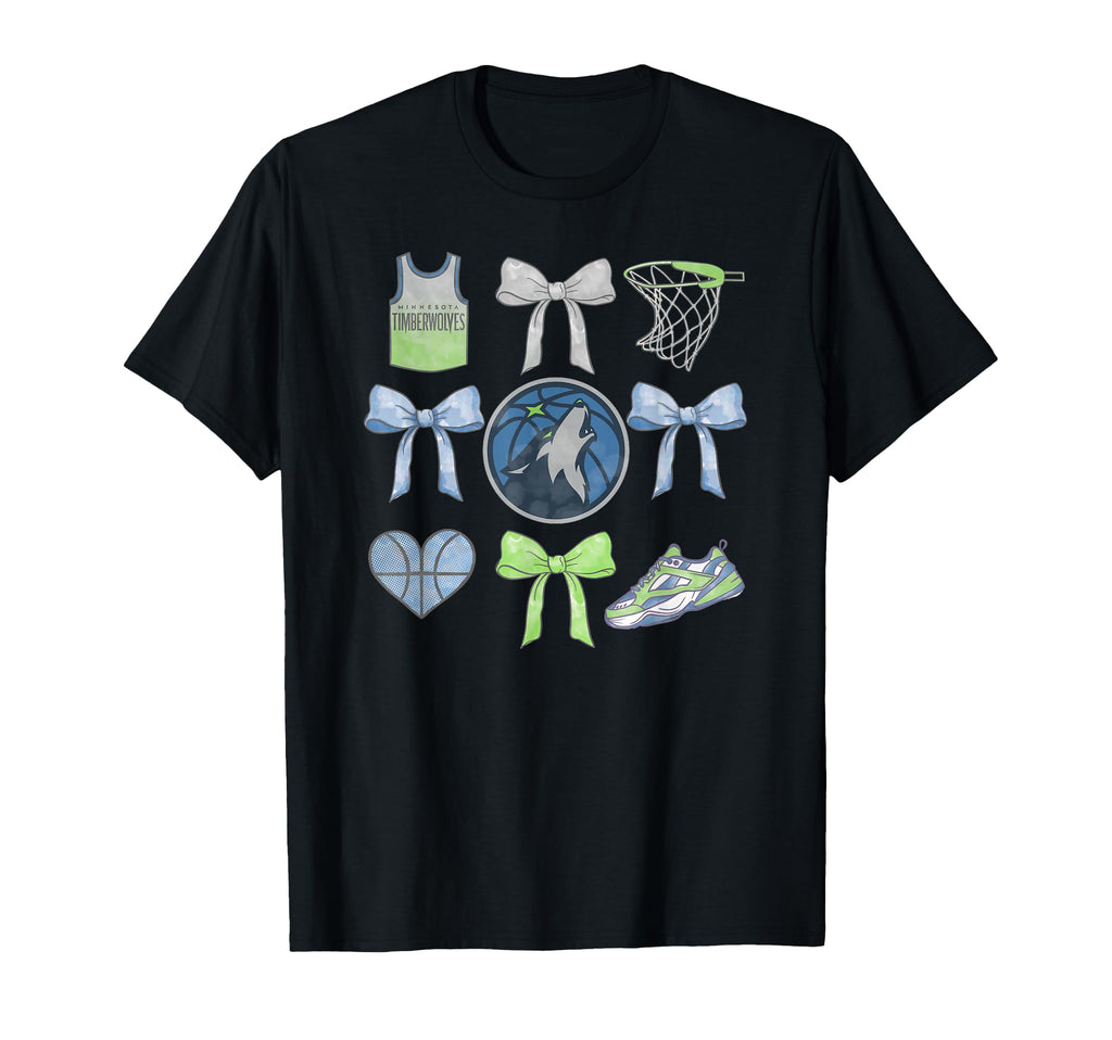 Nba Minnesota Timberwolves Bow Grid T-Shirt - Fun Novelty Design Men Women - T-Shirt, Sweatshirt, Hoodie