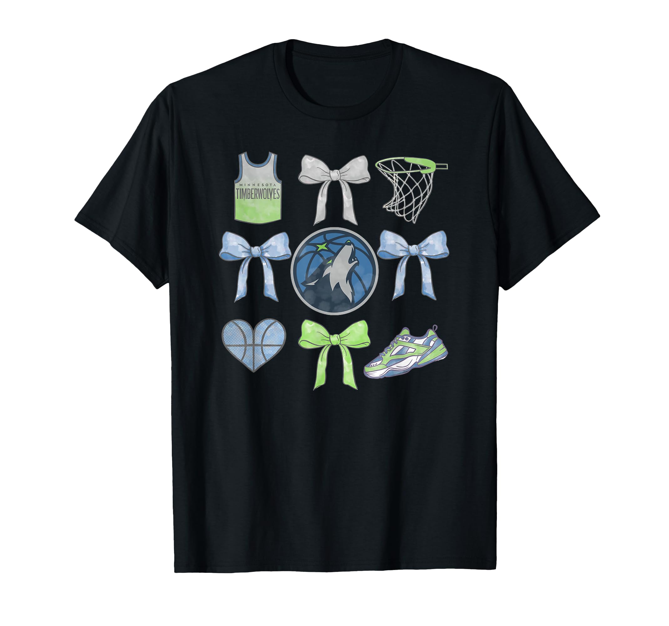 Nba Minnesota Timberwolves Bow Grid T-Shirt - Fun Novelty Design Men Women - T-Shirt, Sweatshirt, Hoodie