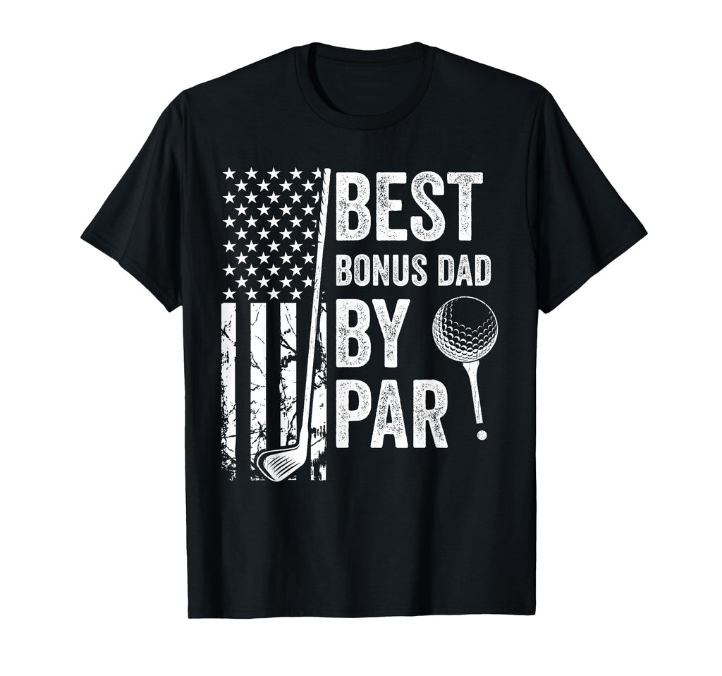 Best Bonus Dad Par Usa Flag Golf T-Shirt - Aesthetic Graphic for Adults - T-Shirt, Sweatshirt, Hoodie