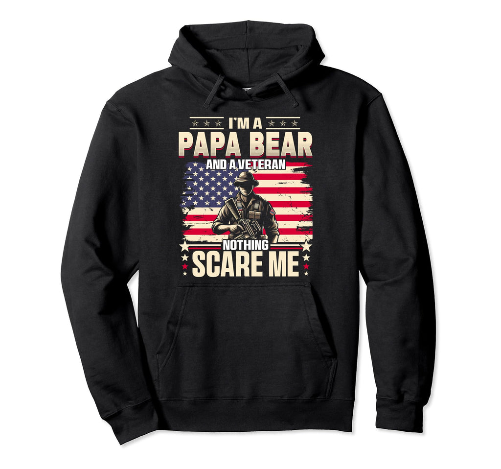 Veteran Papa Bear Dad Usa Flag 4Th July Hoodie - Graphic Print Unisex - T-Shirt, Sweatshirt, Hoodie