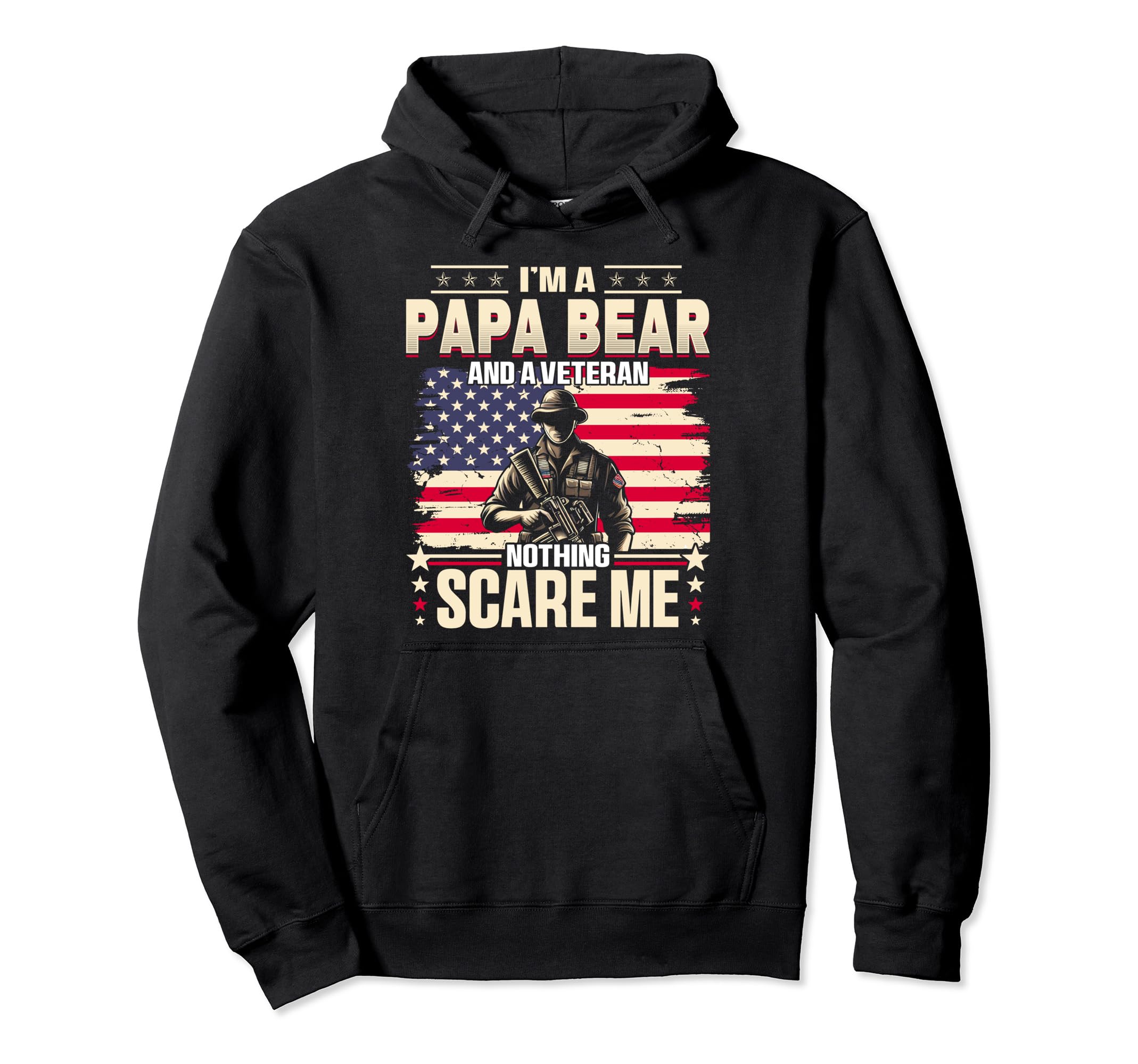 Veteran Papa Bear Dad Usa Flag 4Th July Hoodie - Graphic Print Unisex - T-Shirt, Sweatshirt, Hoodie