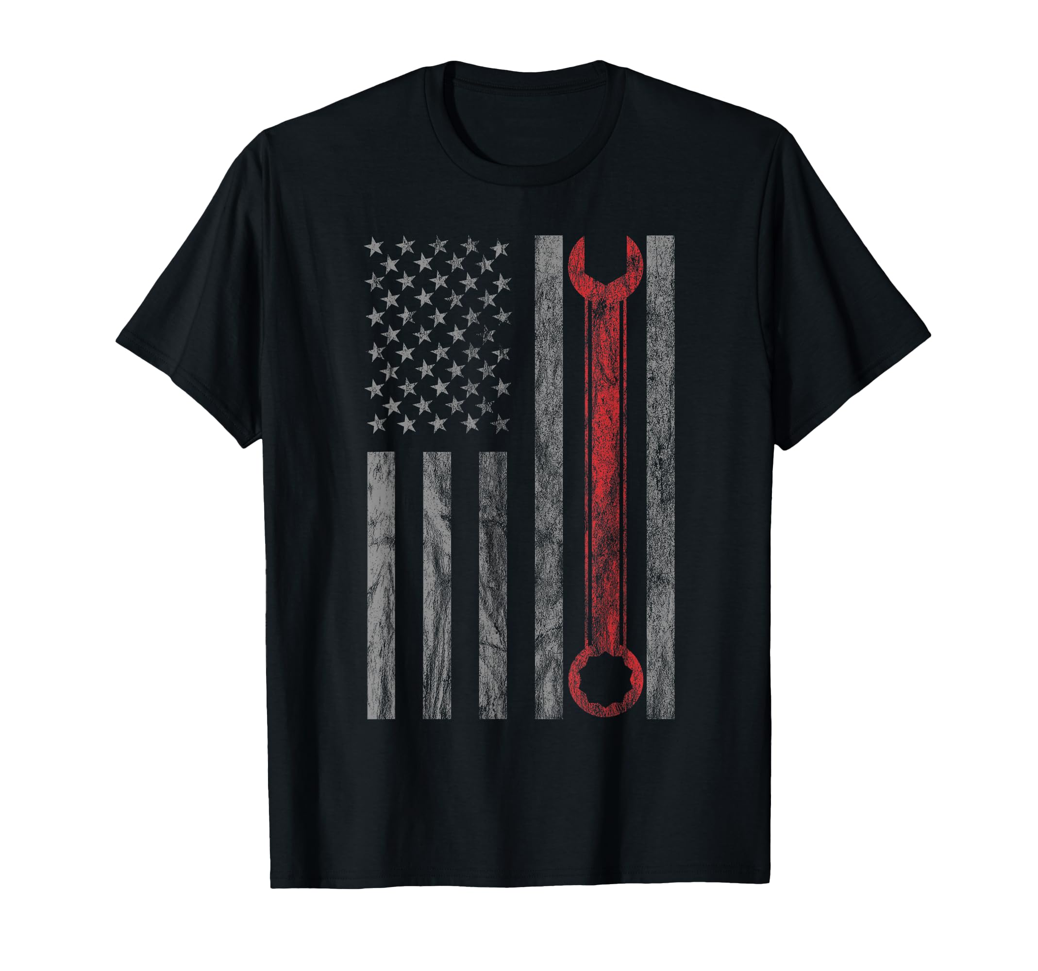 Distressed Mechanic Mechanic Usa Flag T-Shirt - Custom Art Print for Adults - T-Shirt, Sweatshirt, Hoodie