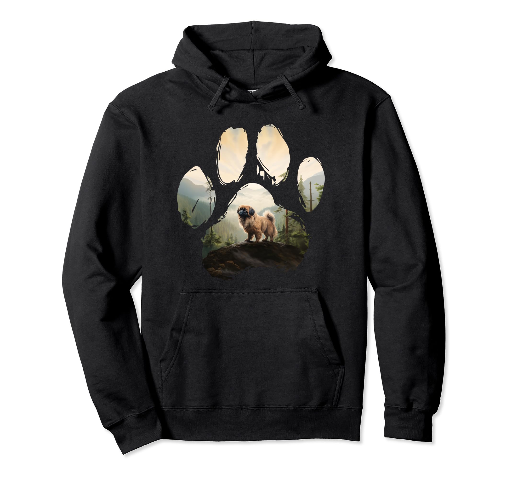 Pekingese Mountain Paw Dog Mom Dad Hoodie - Unique Graphic for Adults - T-Shirt, Sweatshirt, Hoodie