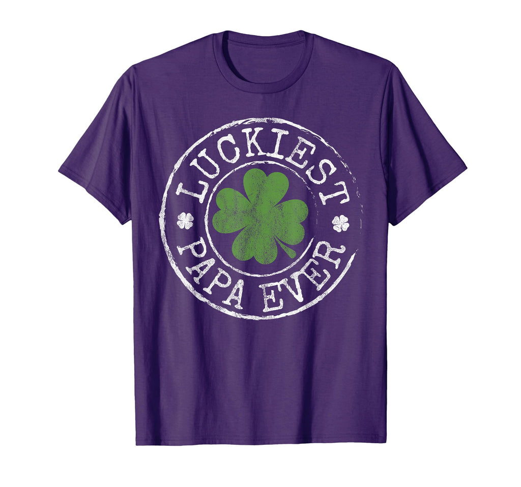 Luckiest Papa Ever Shamrocks T-Shirt - Casual Everyday Wear Men Women - T-Shirt, Sweatshirt, Hoodie