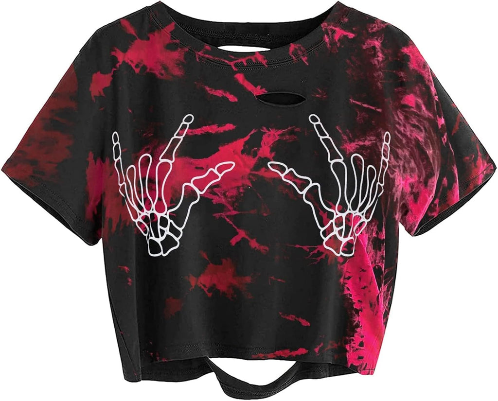 Women Skull Finger Graphic Distressed Ripped Short - Adult & Kids T-Shirts, Sweatshirts & Hoodies apparel design preview 1
