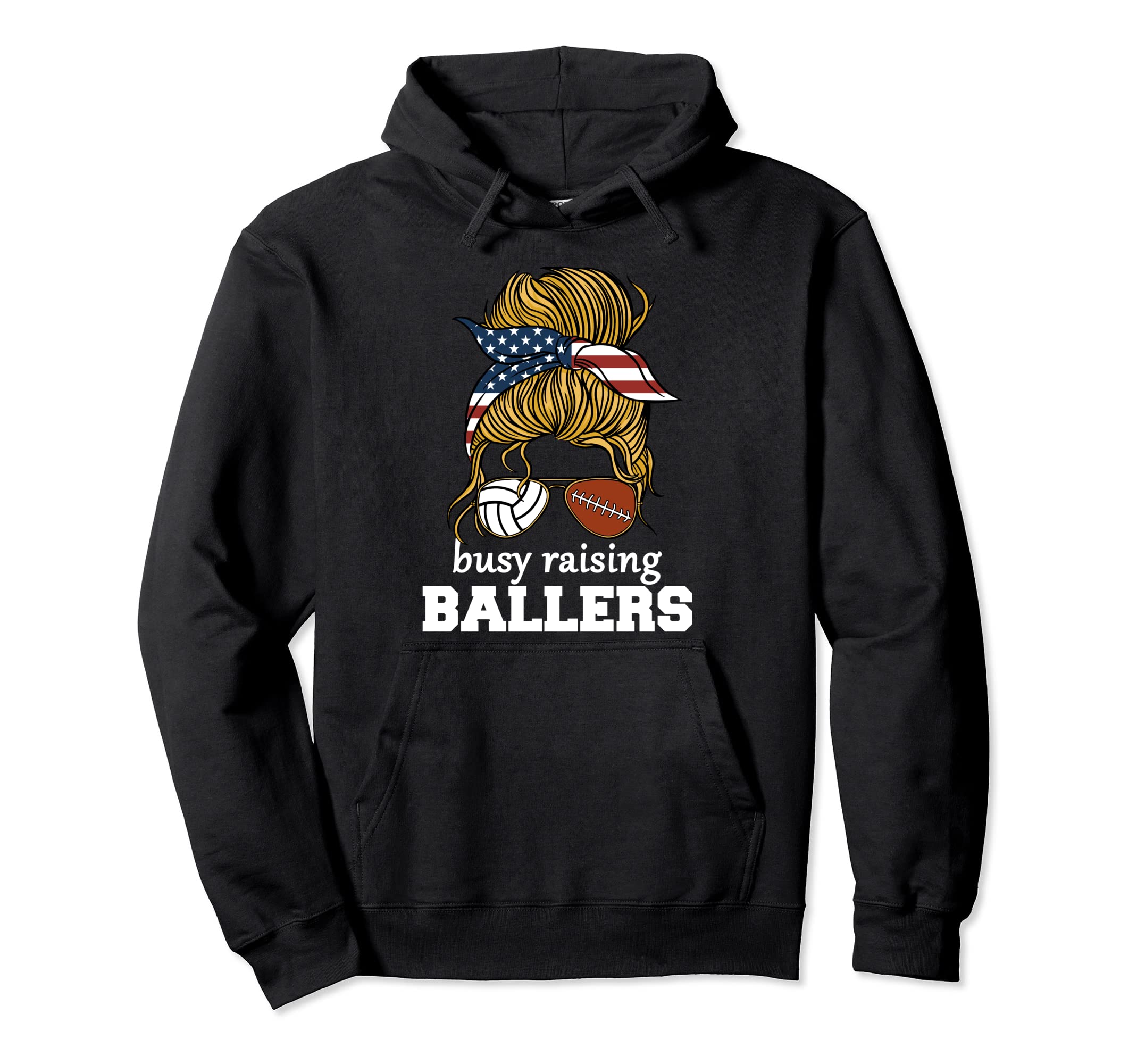 Volleyball And Football Mom Usa Busy Hoodie - Trendy Graphic Men Women - T-Shirt, Sweatshirt, Hoodie