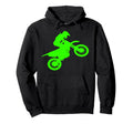 Dirt Bike Rider Silhouette Neon Green Hoodie - Streetwear Style Men Women - T-Shirt, Sweatshirt, Hoodie