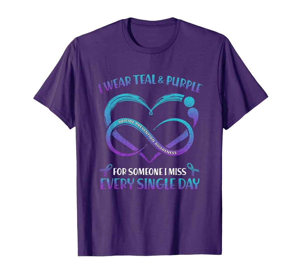 I Wear Teal And Purple Someone I Miss T-Shirt - Fun Novelty Design Unisex - T-Shirt, Sweatshirt, Hoodie