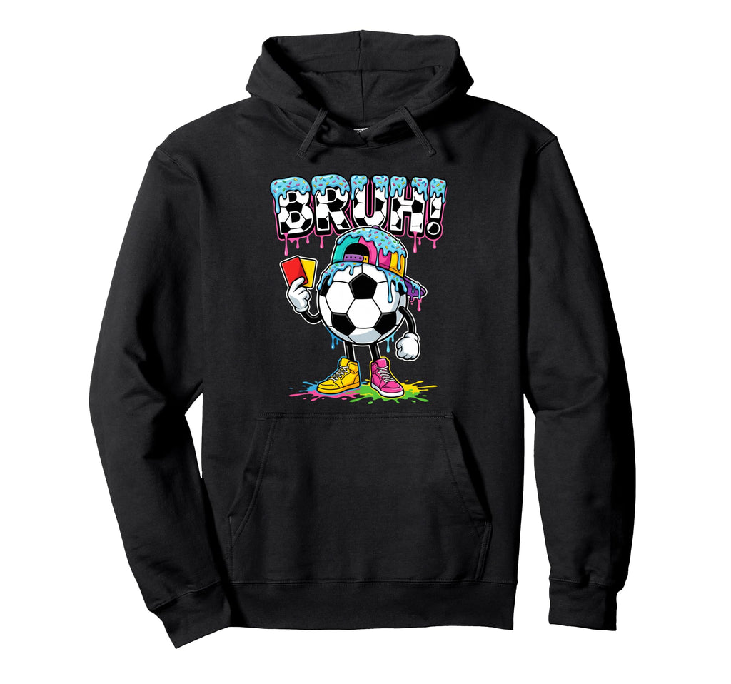 Soccer Ball Bruh Ice Cream Drip Funny Hoodie - Unique Graphic for Adults - T-Shirt, Sweatshirt, Hoodie