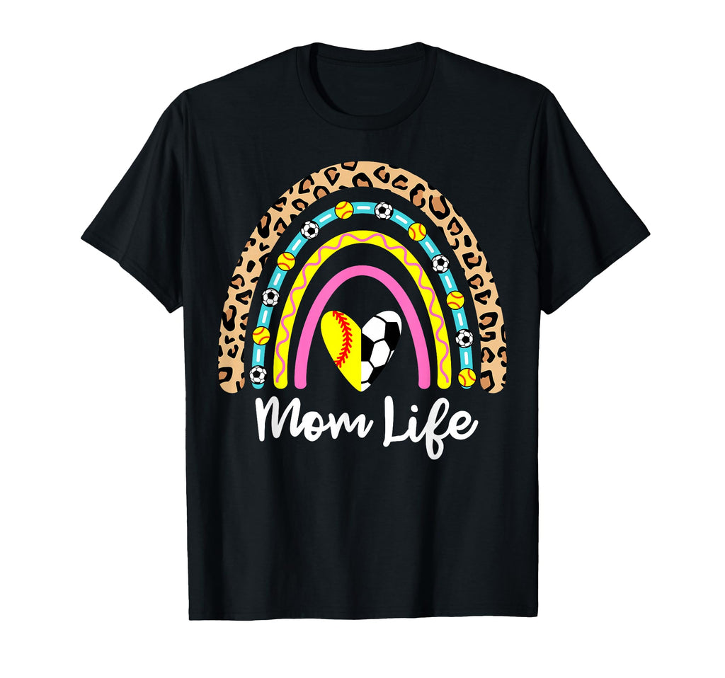 Soccer Softball Mom Boho Rainbow T-Shirt - Novelty Apparel for Adults - T-Shirt, Sweatshirt, Hoodie