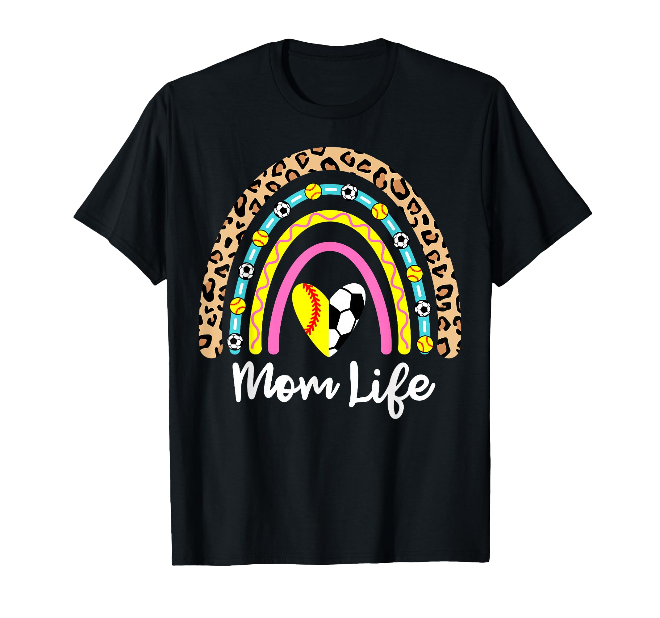 Soccer Softball Mom Boho Rainbow T-Shirt - Novelty Apparel for Adults - T-Shirt, Sweatshirt, Hoodie