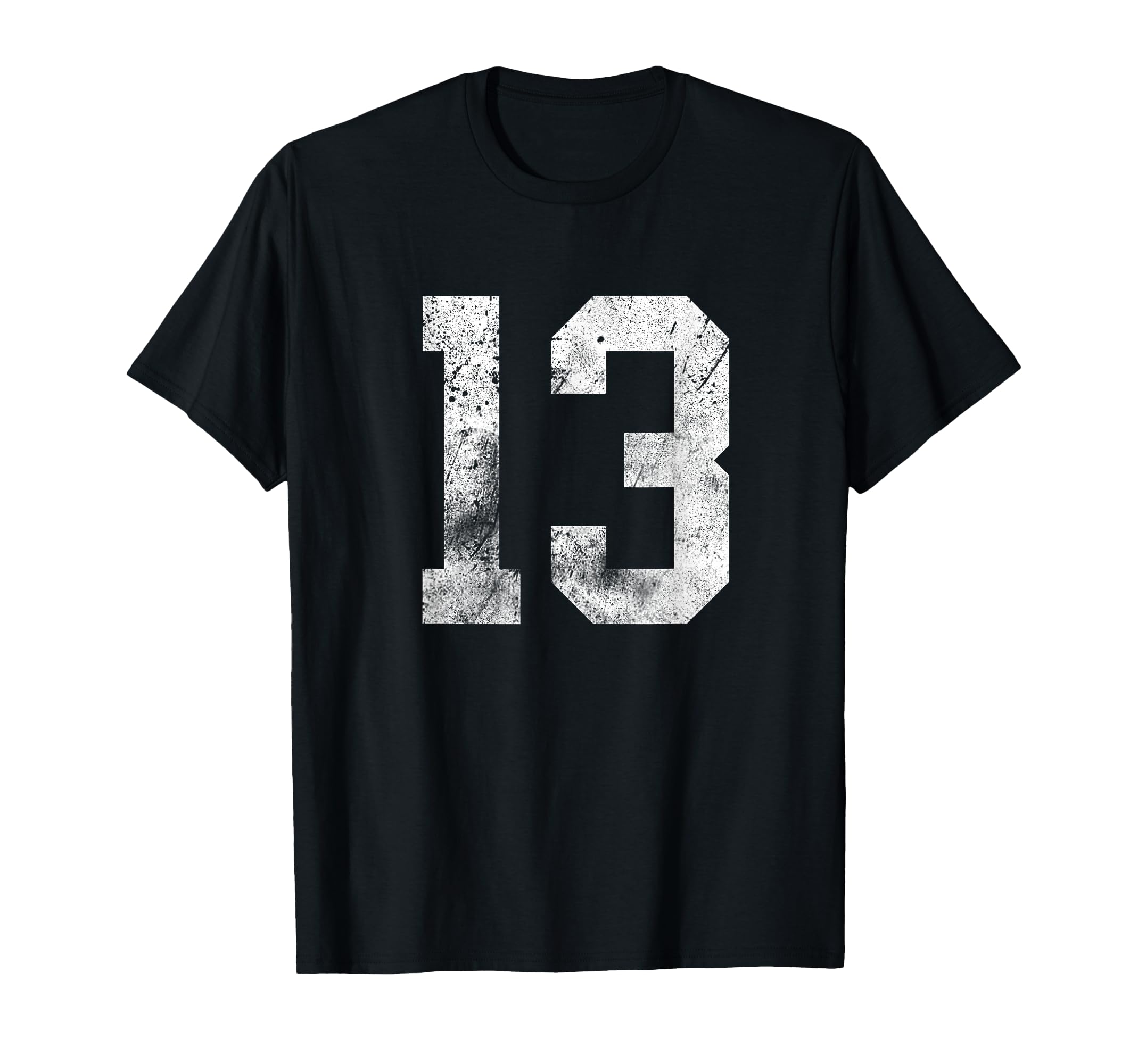 13 Distressed Birthday Lucky Number T-Shirt - Minimalist Print for Adults - T-Shirt, Sweatshirt, Hoodie