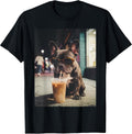 French Bulldog Drinking Iced Coffee Funny Animal - Adult & Kids T-Shirts, Sweatshirts & Hoodies apparel design preview 1