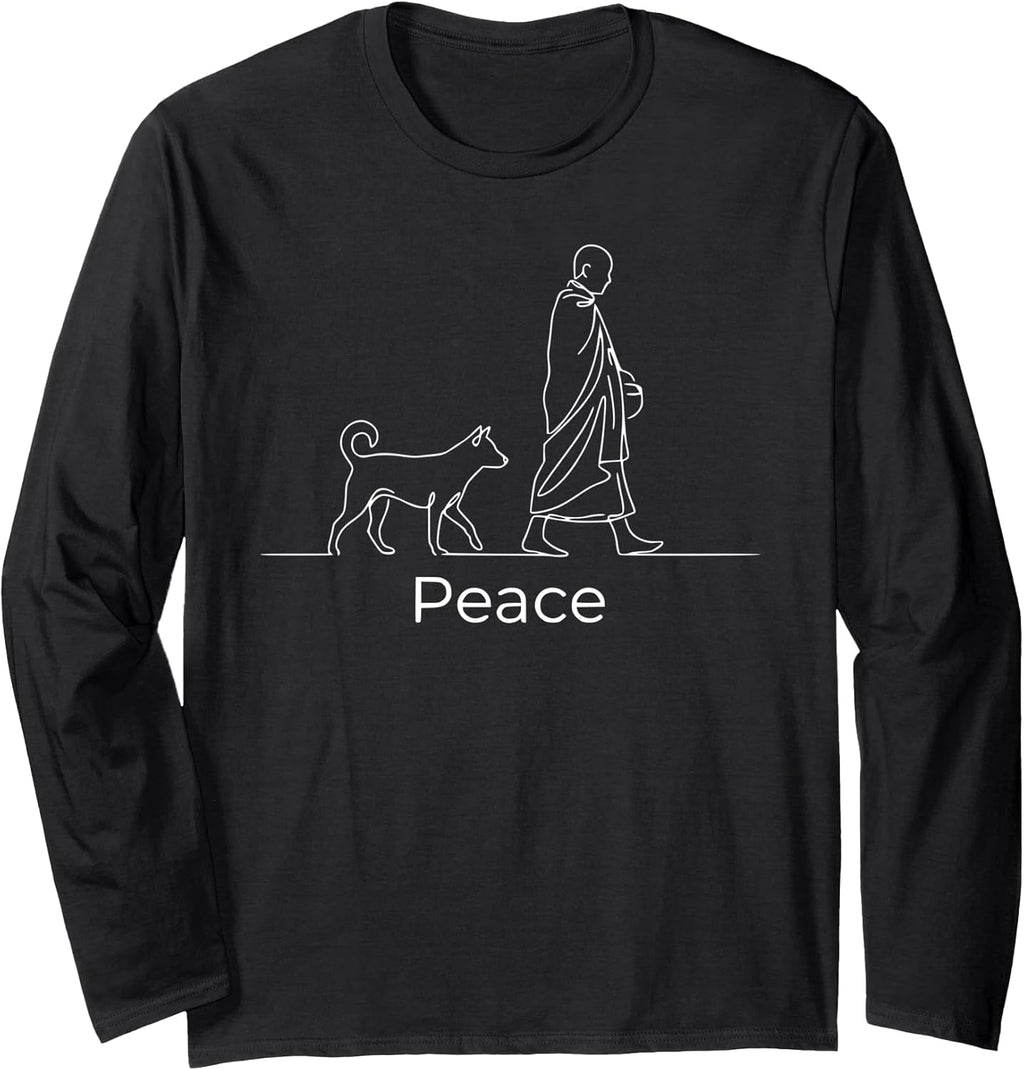 Peace Minimalist Zen Art Walk for Monks with Aloka - Adult & Kids T-Shirts, Sweatshirts & Hoodies apparel design preview 1
