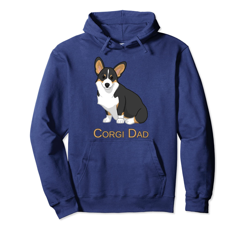 Black Tricolor Pembroke Corgi Dad Hoodie - Casual Everyday Wear Men Women - T-Shirt, Sweatshirt, Hoodie