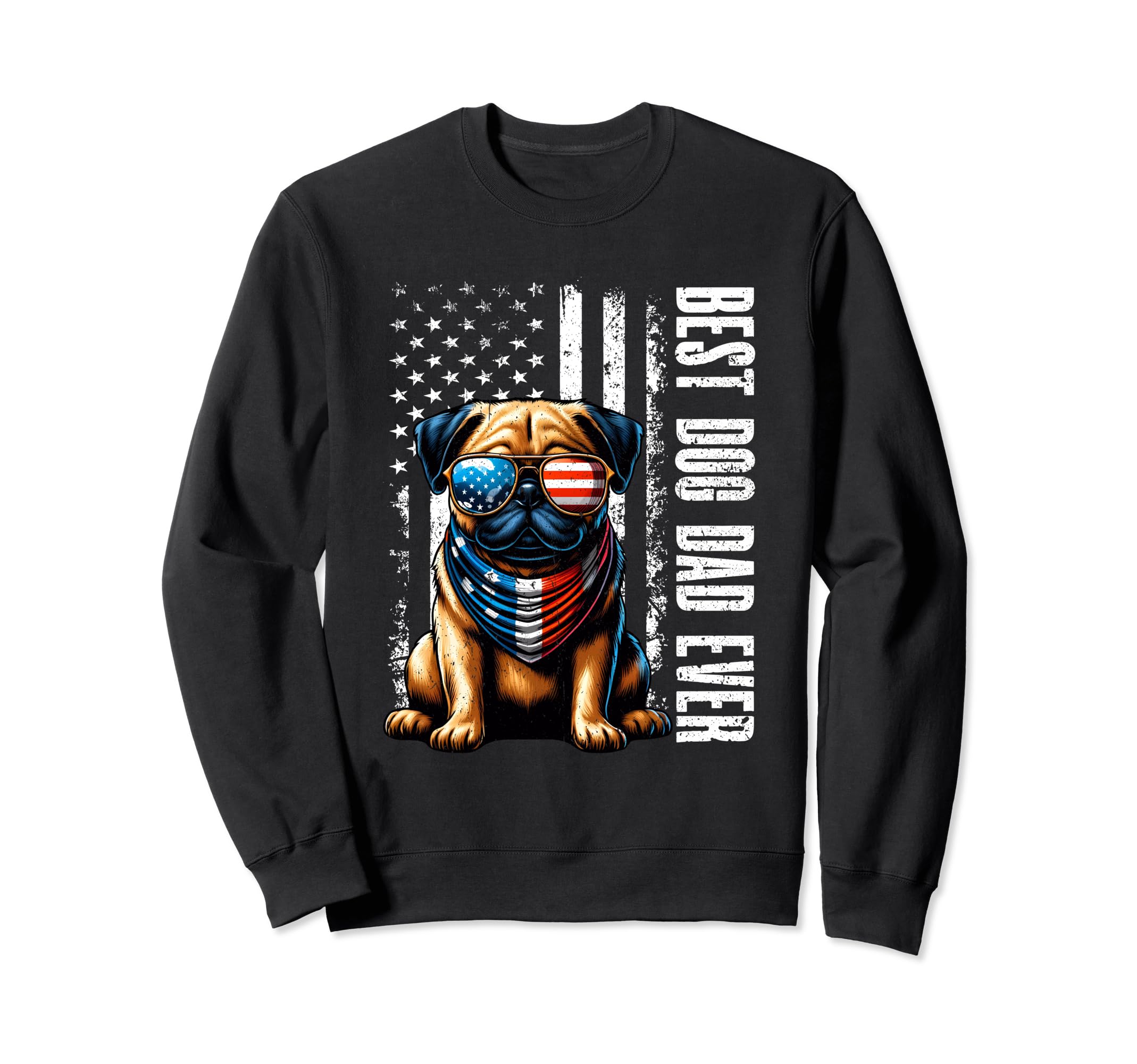Best Dog Dad Ever Pug Dogs Sweatshirt - Aesthetic Graphic for Adults - T-Shirt, Sweatshirt, Hoodie