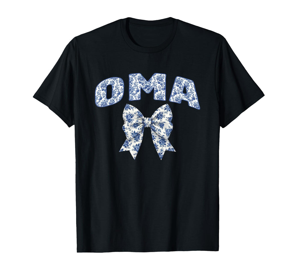 Oma Coquette Toile Blue Bow Floral T-Shirt - Novelty Apparel Men Women - T-Shirt, Sweatshirt, Hoodie