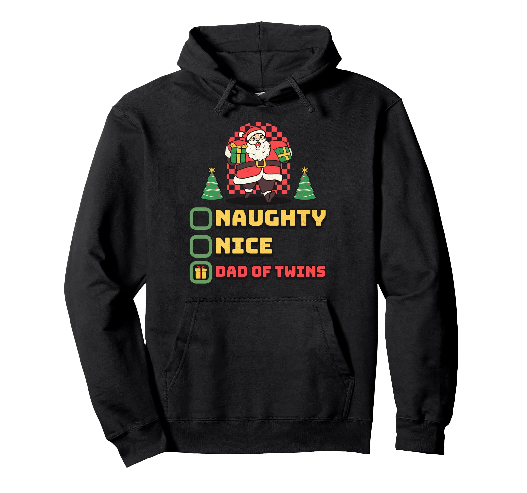 Santas List Naughty Nice Dad Twins Hoodie - Novelty Apparel Men Women - T-Shirt, Sweatshirt, Hoodie