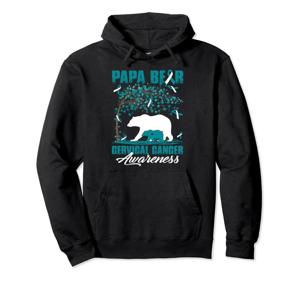 Papa Bear Cervical Cancer Awareness Hoodie - Custom Art Print for Adults - T-Shirt, Sweatshirt, Hoodie