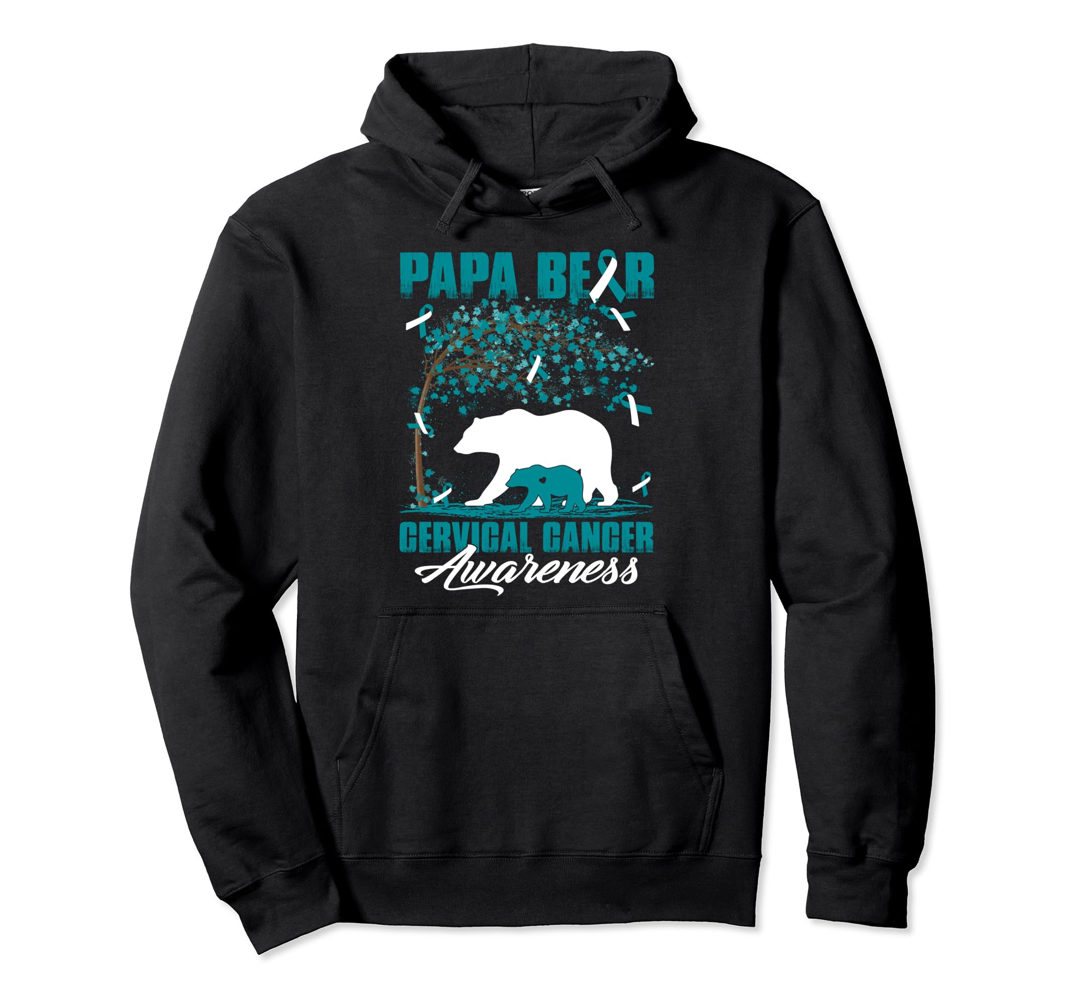 Papa Bear Cervical Cancer Awareness Hoodie - Custom Art Print for Adults - T-Shirt, Sweatshirt, Hoodie