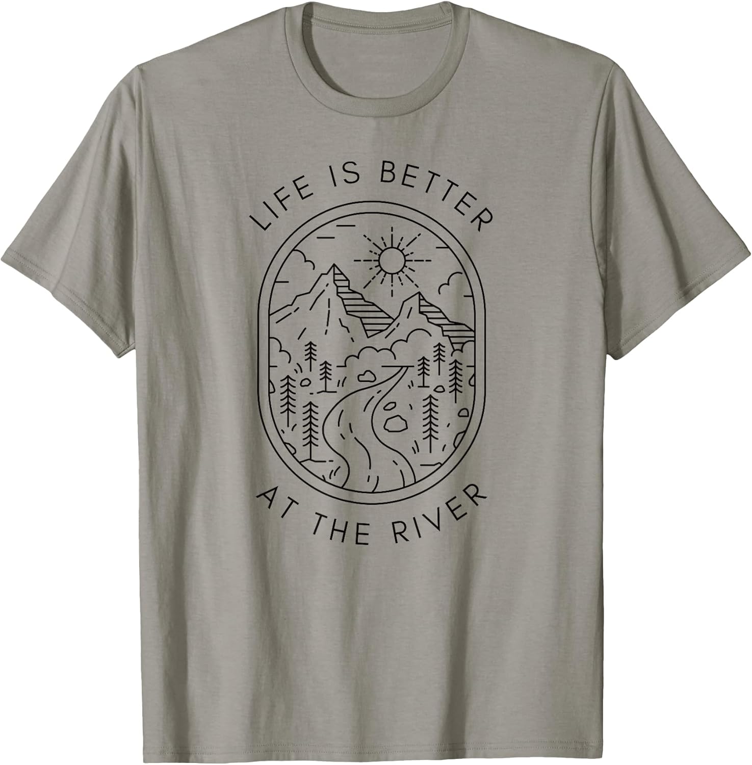 Life is Better at The River Minimalist Outdoor Nature - Adult & Kids T-Shirts, Sweatshirts & Hoodies apparel design preview 1