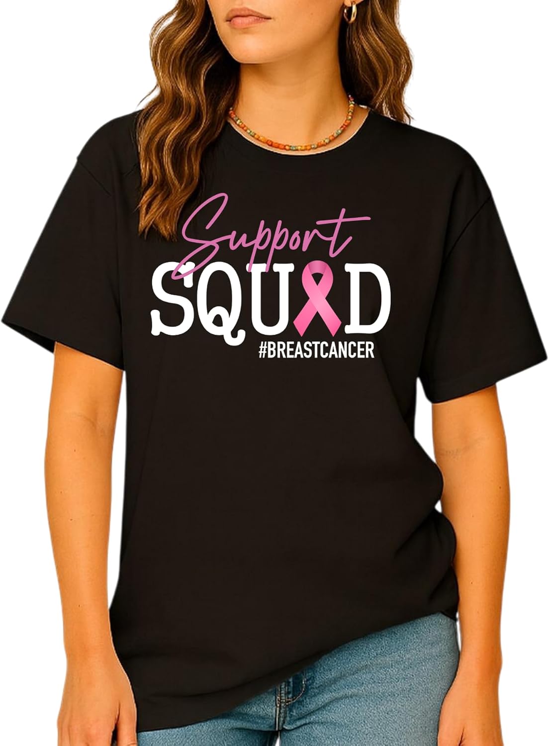 Breast Cancer Warrior Support Squad Gifts for Women, - Adult & Kids T-Shirts, Sweatshirts & Hoodies apparel design preview 1