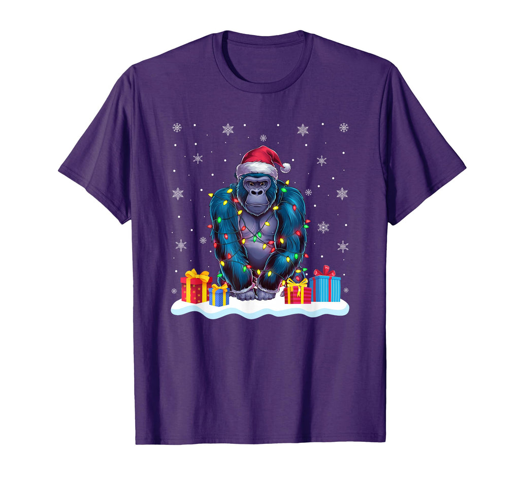 Gorilla Santa Hat Tree Light Pajama T-Shirt - Fun Novelty Design Unisex - T-Shirt, Sweatshirt, Hoodie