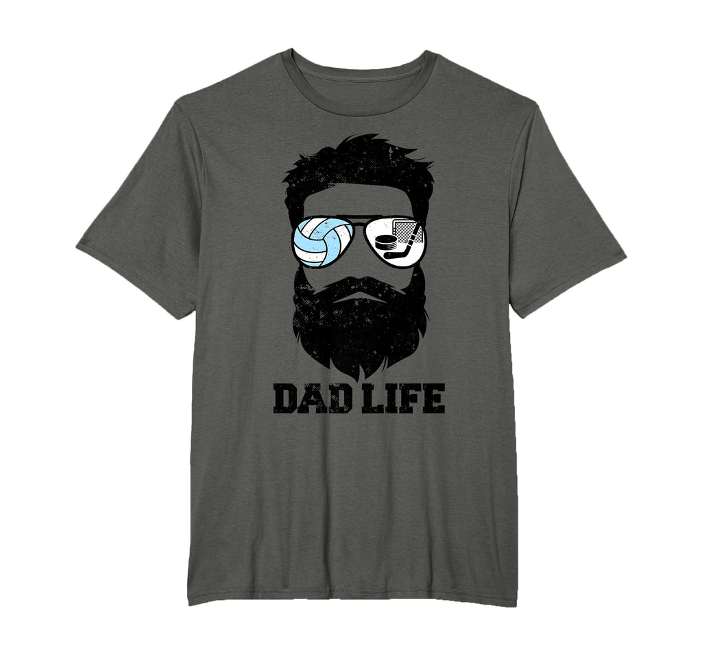 Volleyball Hockey Dad Messy Hair Beard T-Shirt - Graphic Print Unisex - T-Shirt, Sweatshirt, Hoodie